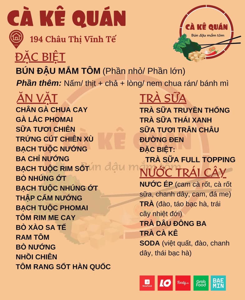 Cà Kê Quán - Bún Đậu Mắm Tôm - Châu Thị Vĩnh Tế