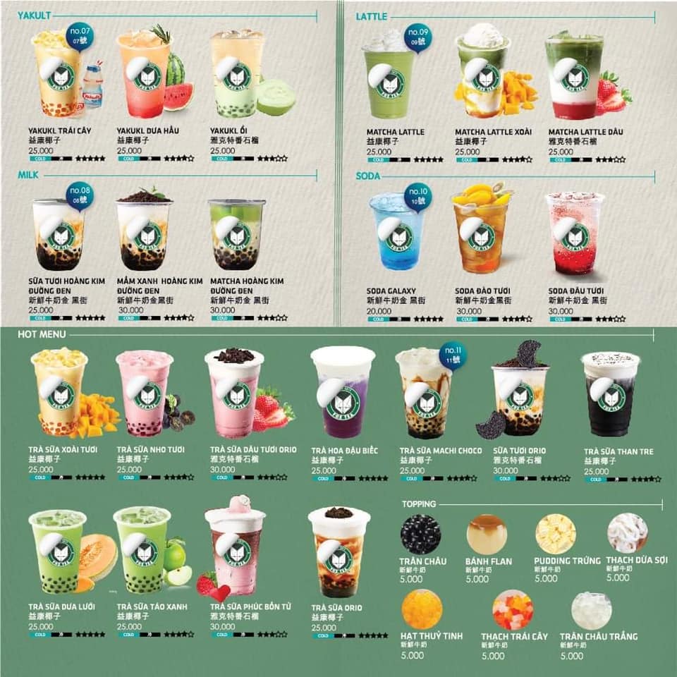 MENU FOX TEA