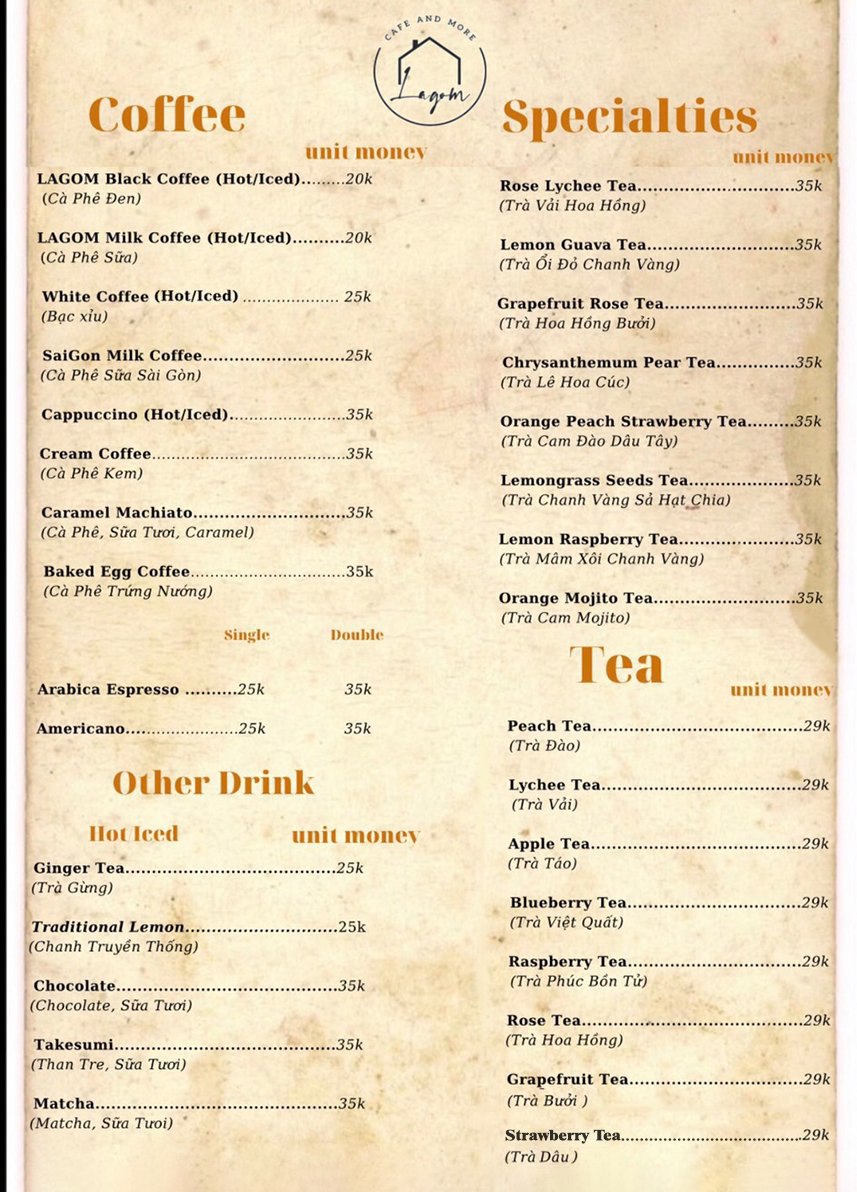 LAGOM Café & More - Cà Phê - Xuân Diệu